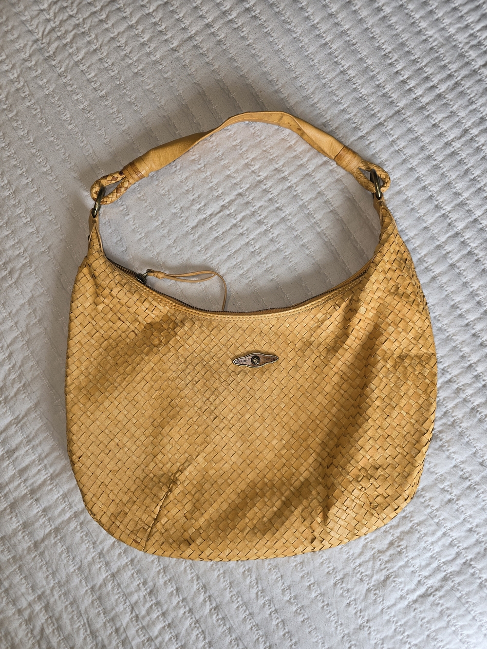 Elliott Lucca Woven Mustard Leather Hobo Bag - Picture 3 of 12